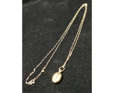 9CT GOLD COFFEE BEAN PENDANT AND CHAIN 0.7G