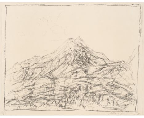 Alberto Giacometti.  (1901 Stampa im Bergell/Graubünden - 1966 Chur). Der Piz de la Margna gesehen von Maloja. (1957). Lithog