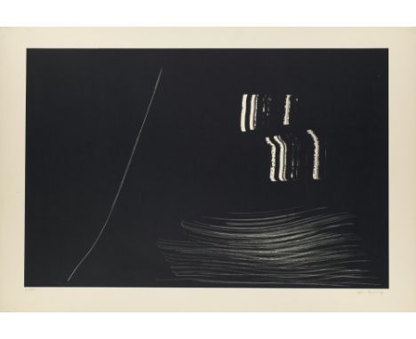 Hans Hartung.  (1904 Leipzig - 1989 Antibes). Farandole. 1971. Lithographie auf chamoisfarbenem Vélin. 49 x 55 cm (59,5 x 86,