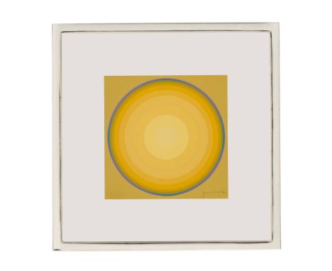 Lothar Quinte.  (1923 Neisse - 2000 Wintzenbach (Frankreich)). Quasar-Gelb-Grün. Um 1972. Farbserigraphie auf leichtem Karton