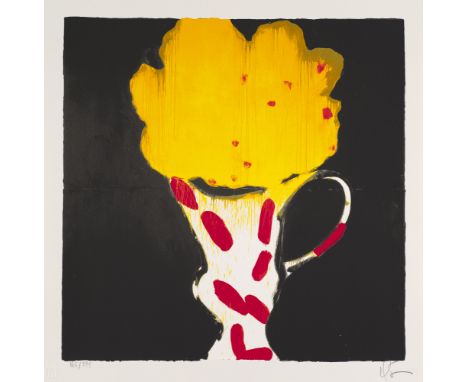 Donald Sultan.  (1951 North Carolina). Matisse Flowers and Vase. 1998. Farbserigraphie auf Bütten. 36 x 36 cm (41 x 41 cm). M