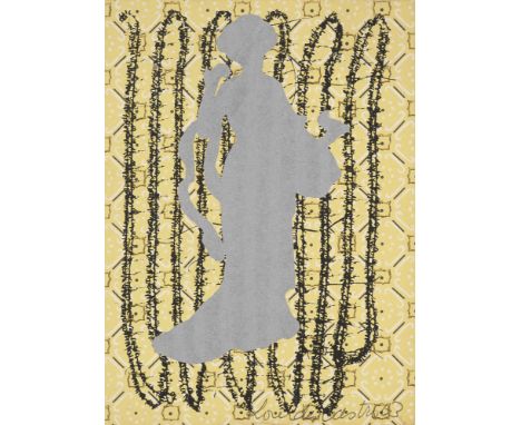 Lourdès Castro.  (1930 Madeira, Portugal - 2022 ebenda). o.T. (Weibliche Figur). 1963. Farbserigraphie auf Velin. 20,1 x 14,5