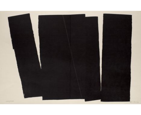 Hans Hartung.  (1904 Leipzig - 1989 Antibes). Farandole. 1971. Lithographie in Schwarz auf leichtem Karton. 45 x 65 cm (49 x 