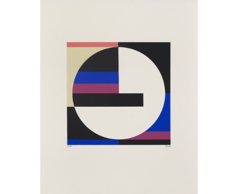 Konkrete Kunst Walter Dexel (1890 München - 1973 Braunschweig)Mit schwarzem Balken. 1969. Farbserigraphie auf genarbtem Vélin