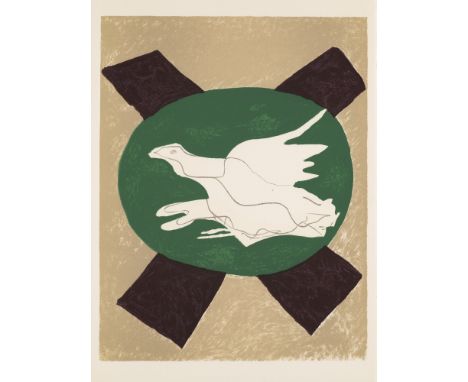 Klassische Moderne nach Georges Braque (1882 Argenteuil - 1963 Paris)Oiseau sur fond de X. Aus Hommage à San Lazzaro. 1975. F