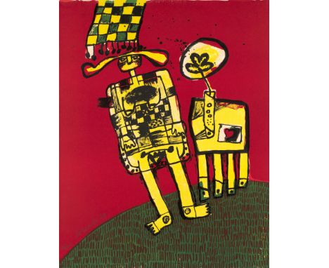 Cobra (Gruppe) Corneille (Guillaume Cornelis van Beverloo) (1922 Lüttich - 2010 Auvers-sur-Oise)Eté et as de coeur. Farblitho