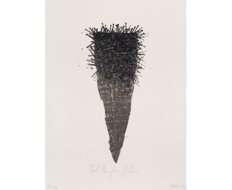 ZERO Günther Uecker (1930 Wendorf -  lebt in Düsseldorf)Splitter für Polen. 1982. Offset-Lithographie auf Arches (mit Wasserz