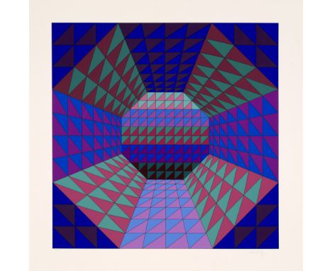 Victor Vasarely.  (1906 Pécs - 1997 Paris). o.T. Aus dem Portfolio "Vancouver". 1982. Farbserigraphie auf chamoisfarbenem Arc