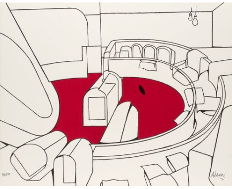 Pop Art Valerio Adami (1935 Bologna)o.T. (El circulo de piedra). 1970. Farblithographie auf Velin. 56,5 x 45,3 cm. Mit Bleist