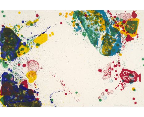 Abstrakter Expressionismus - - Sam Francis.  (1923 San Mateo - 1994 Santa Monica). Coral red. 1970. Farblithographie auf cham