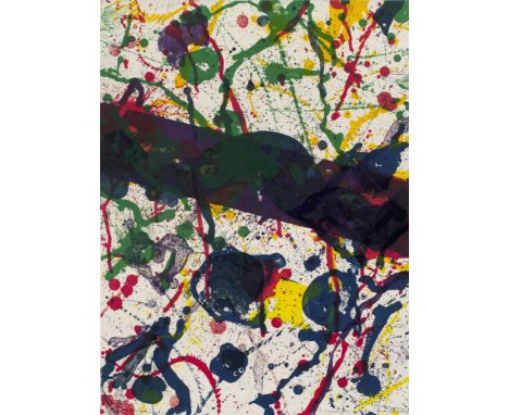 Abstrakter Expressionismus Sam Francis (1923 San Mateo - 1994 Santa Monica)o.T. aus: Poems dans le ciel. 1986. Farblithograph