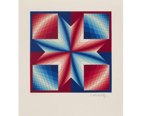 Victor Vasarely.  (1906 Pécs - 1997 Paris). Tsillag. 1986. Farblithographie auf Arches (mit dem Wasserzeichen). 34,5 x 34,5 c