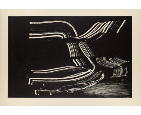 Hans Hartung.  (1904 Leipzig - 1989 Antibes). Farandole. 1971. Lithographie auf chamoisfarbenem Vélin. 33 x 48 cm (59,5 x 86,