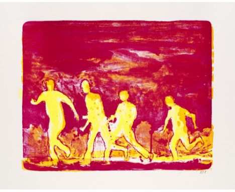Zeitgenössische Kunst Daniel Richter (1962 Berlin -  lebt in Berlin und Hamburg)Rasende Irre. 2001. Farblithographie auf cham