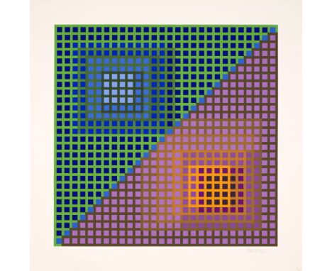 Victor Vasarely.  (1906 Pécs - 1997 Paris). o.T. Aus dem Portfolio "Vancouver". 1982. Farbserigraphie auf chamoisfarbenem Arc