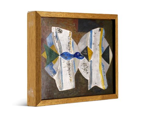 Ostdeutsche Kunst Kurt Bunge (1911 Bitterfeld - 1998 Kassel)Zwei Fische. 1996. Öl über Silberfolie auf Platte. 15 x 18 cm. Si