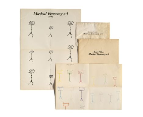 Fluxus Robert Filliou (1926 Sauve - 1987 Les Eyzies)Sammlung aus 2 Arbeiten. Musical Economy No.1 und No.3. 1980/84. Jeweils 