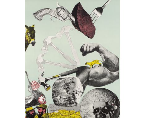 Pop Art Erro (d. i. Gudmundur Gudmundsson) (1932 Olafsvick/Island -  lebt in Paris)o.T. (El círculo de Piedra.) 1970. Farblit