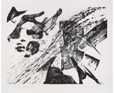 Informel Karl Otto Götz (1914 Aachen - 2017 Wolfenacker/Westerwald)Kran I. 2022. Lithographie auf Vélin. 62,5 x 80,5 cm (75 x