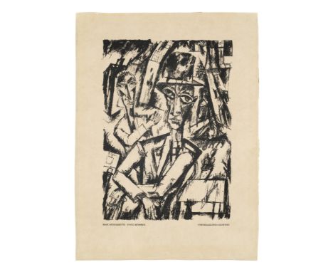 Klassische Moderne - Expressionismus Max Burchartz (1887 Elberfeld - 1961 Essen)Zwei Männer. 1919. Lithographie auf chamoisfa