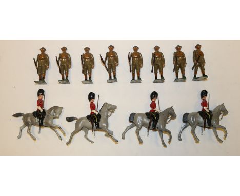 2 Britains sets. Royal Scots Greys from set No.32/9210. 4 from these sets, Officer and 3 troopers all with swords at the carr
