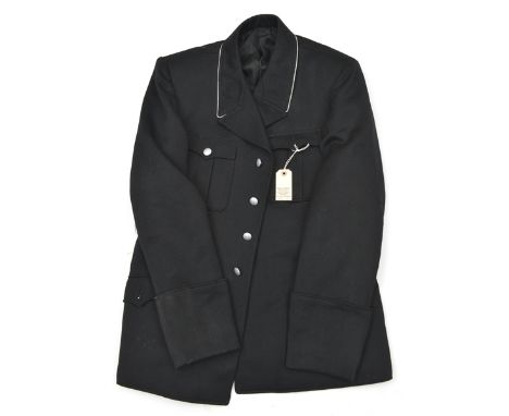A good quality Third Reich black 4 pocket jacket, presumably SS, with beaded aluminium buttons, belt loops with RZM marks and