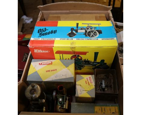 A small number of live steam related items. A German Wilesco ‘Old Smoky’ single cylinder steam roller. In red and green with 