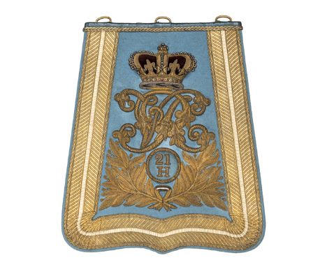 A fine Vic officer’s full dress embroidered sabretache of the 21st Hussars (worn until 1897, when the regiment became Lancers