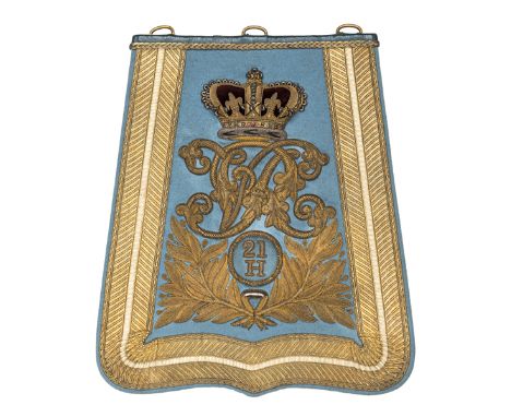 A fine Vic officer’s full dress embroidered sabretache of the 21st Hussars (worn until 1897, when the regiment became Lancers