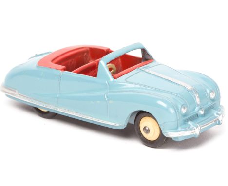 Dinky Toys Austin A90 Atlantic (106). An example with light blue body, red interior and cream wheels. VGC. Plate 8           