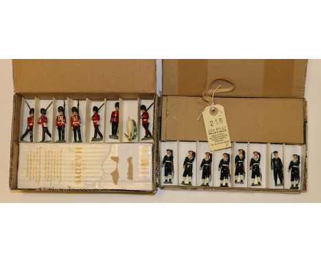 2 Britains sets. Royal Navy from set No.2080. 8 figures- Officer with drawn sword and 7 ratings with rifles at the slope, all