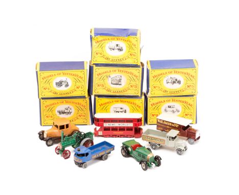 7 original series Matchbox Models of Yesteryear. No.1 Allchin Traction Engine. No.3 ‘E’ Class Tramcar. No.4 Sentinel Steam Wa