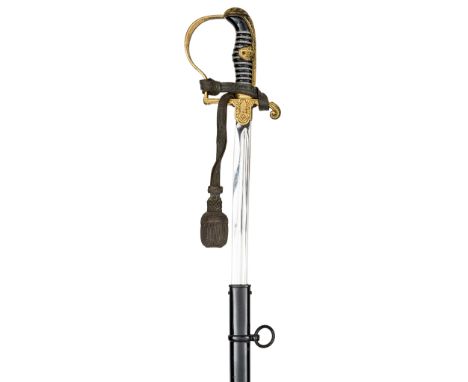 A Third Reich army officer’s sword,  plated blade 35”, by Eickhorn, the gilt hilt with alloy knucklebow and crosspiece and br