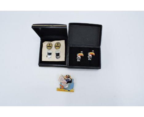 In good condition, used, loss of enamel on one pair of cufflinks