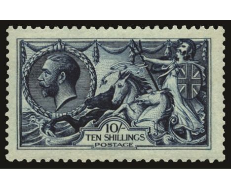 1913 Waterlow Seahorses, 10s Indigo-blue (SG 402), very fine and fresh unused o.g. with light trace of hinging, cat £1,200 