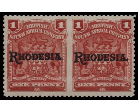 1909-12 1d deep carmine-rose, horizontal pair, error imperforate between (SG 101cd), right stamp thin patch but fresh colour 