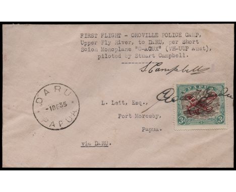 1935 27th November first flight cover, franked 3d black and blue-green cancelled by manuscript 'Cecil F. Cowley' to Port More