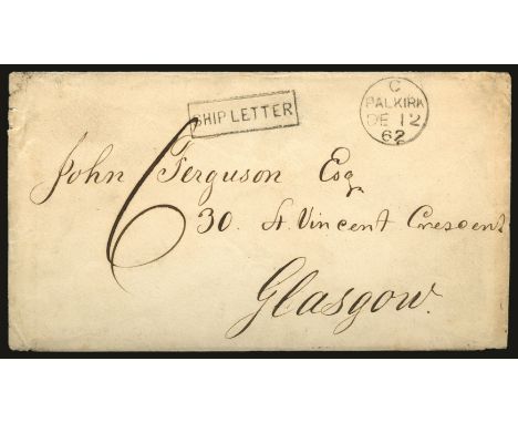 1862 Ship Letter Mail: Very fine entire, most likely sent from Scandinavia to Glasgow, rated manuscript "6" on the front with
