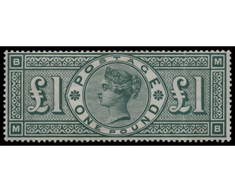 1887-92 £1 green (SG 212), a couple of vertical creases at right, one rather heavy and apparent from face, also some light wr