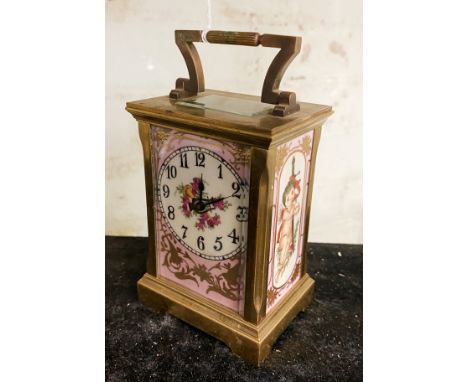 PORCELAIN SIDED CARRIAGE CLOCK