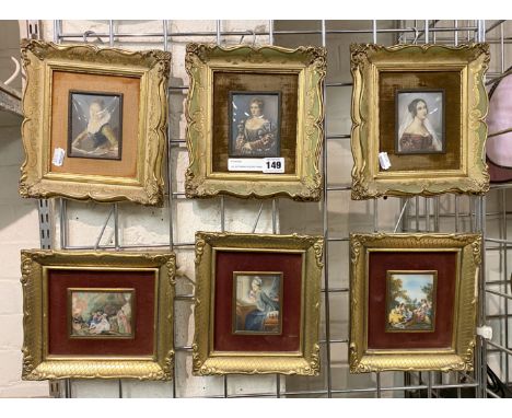 SIX VICTORIAN PORTRAIT MINIATURES IN GILT FRAMES