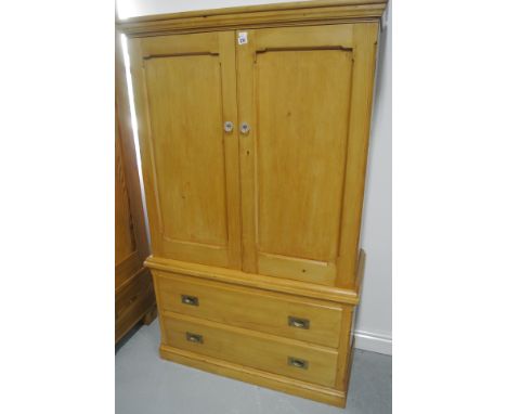 A rare Victorian Pine Secretaire Cabinet comprising two door cupboard over 2 long drawers - Cupboard doors open to reveal she