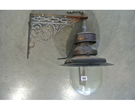 A Vintage bracket mounted "Falcon" gas lamp - 54 cm tall x 51 cm