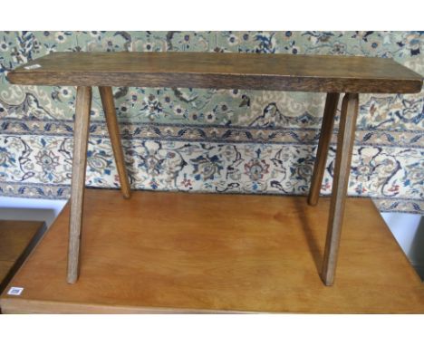 A vintage small oak bench on hand-cut ash/oak stick legs - 90cm x 50cm - good condition, recently restored