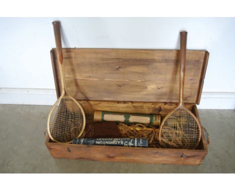 A Vintage Slazenger of London Badminton Game with original carry box, net and posts