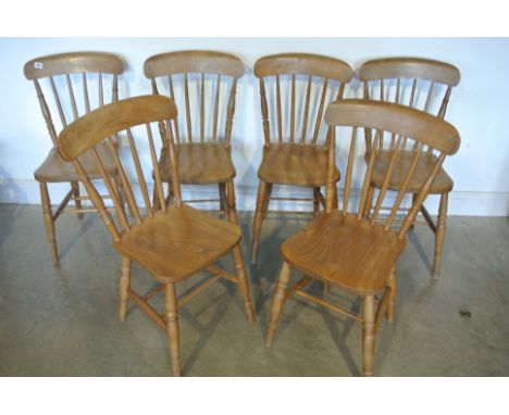 A set of six Victorian Ash and Elm stick back chairs - in good clean condition