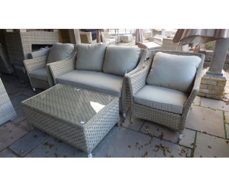 A Bramblecrest Arlington two seater sofa with two two armchairs and a coffee table