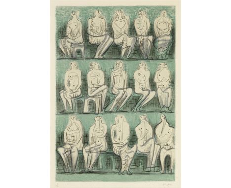 Henry Moore O.M., C.H. (British, 1898-1986)Seated Figures (Cramer 37) Lithograph in colours, 1957, on Arches wove paper, sign