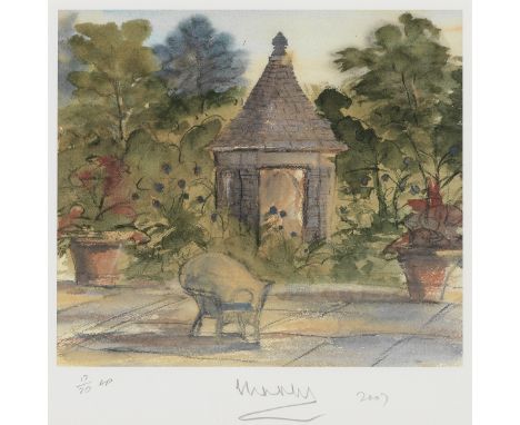 HM King Charles III (British, born 1948)The Terrace, Highgrove House Lithograph in colours, 2007, on wove paper, signed, date