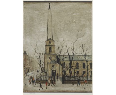 Laurence Stephen Lowry R.A. (British, 1887-1976)St. Luke's Church, Old Street, London Offset lithograph in colours, 1973, on 